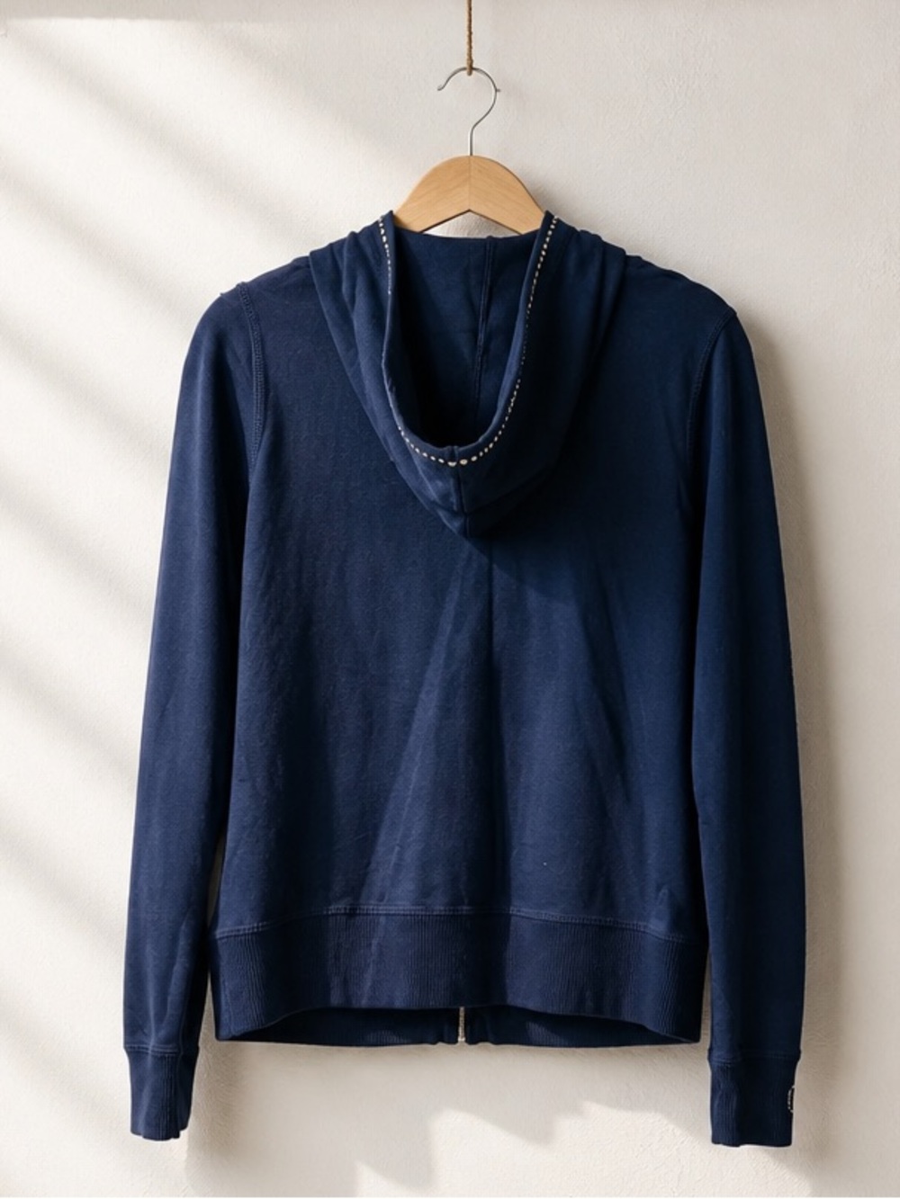 Christine Alexander Navy Zip-Up Hoodie with Stud Trim - Picture 3 of 9